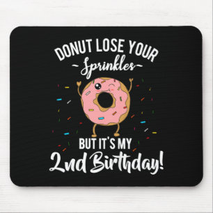 Kids Funny 2nd Birthday Party Doughnut Theme Secon Mouse Pad