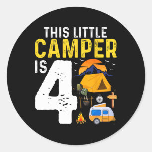 Kids Funny 4th Camping Birthday Camper Lover 4 Yea Classic Round Sticker