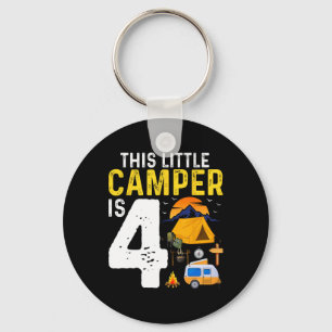 Kids Funny 4th Camping Birthday Camper Lover 4 Yea Key Ring