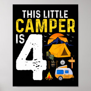 Kids Funny 4th Camping Birthday Camper Lover 4 Yea Poster