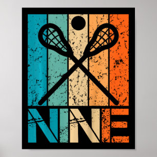 Kids Funny 9th Lacrosse Birthday 9 Year Old Birthd Poster
