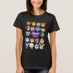 Kids Funny Animals Head Cute Tiger Lion Dog Monkey T-Shirt