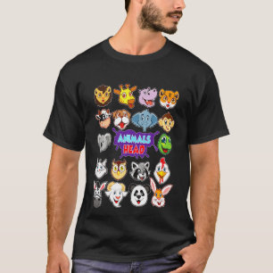 Kids Funny Animals Head Cute Tiger Lion Dog Monkey T-Shirt