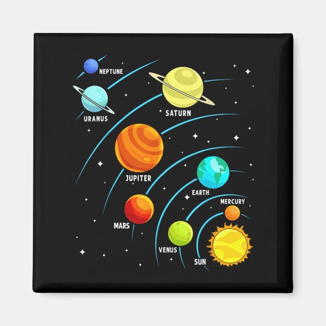 Kids Funny Astronaut Planets Solar Systems Space Magnet (Front)