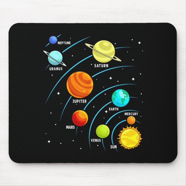 Kids Funny Astronaut Planets Solar Systems Space Mouse Pad (Front)