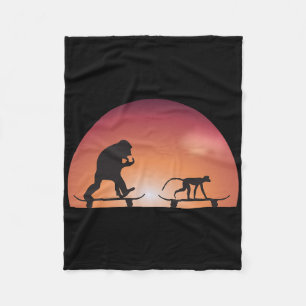 Kids Funny Boy Girl Skateboarding Monkey Gorilla A Fleece Blanket