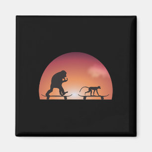 Kids Funny Boy Girl Skateboarding Monkey Gorilla A Magnet