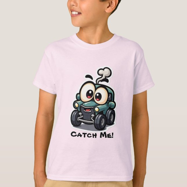 👕 Kids Funny Car T-Shirt – 🚗 Cute Cartoon Car " (Front)