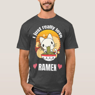 Kids Funny Cat Eating Ramen Noodle quote for a cut T-Shirt