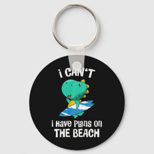 Kids Funny Dinosaur Beach Vacation Cute Dino Surfi Key Ring