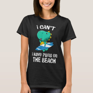 Kids Funny Dinosaur Beach Vacation Cute Dino Surfi T-Shirt