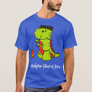 Kids Funny Dinosaur Halloween Frankensteins TRe T-Shirt