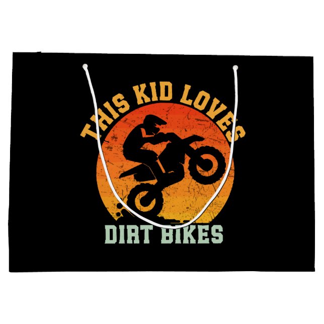 Kids Funny Dirt Bike Large Gift Bag (Back)
