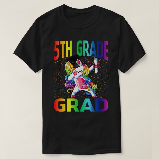 Kids Funny Graduation 5th Grade Grad Unicorn T-Shirt (Design Front)