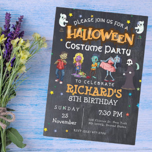 Kids Funny Halloween Costume Birthday Party Invitation