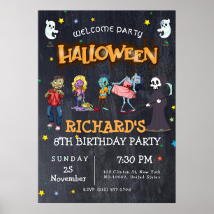 Kids Funny Halloween Costume Birthday Party Poster