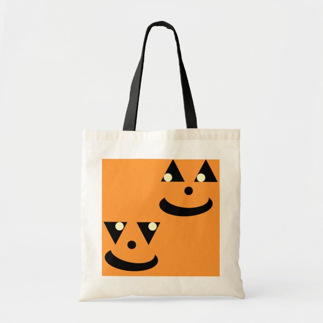 Kids Funny Halloween Pumpkin Faces Tote Bag (Front)