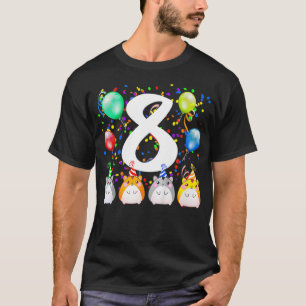 Kids Funny Hamster Guinea Pig 8th Birthday 8 Old T-Shirt
