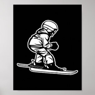 Kids Funny Little Skier Skiing Coach Winter Sports Poster
