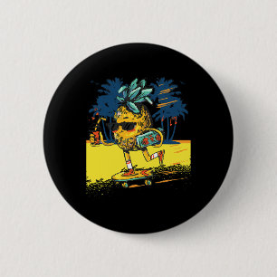 Kids Funny Skateboarding Pineapple Sungles Aloha B 6 Cm Round Badge