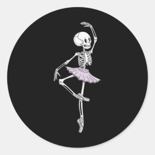 Kids Funny Skeleton Dancing Ballet Lovers Spooky H Classic Round Sticker