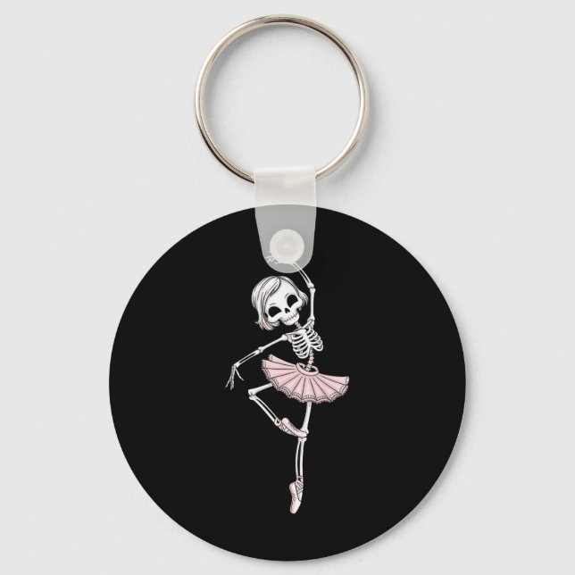 Kids Funny Skeleton Dancing Ballet Lovers Spooky H Key Ring (Front)
