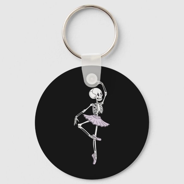 Kids Funny Skeleton Dancing Ballet Lovers Spooky H Key Ring (Front)