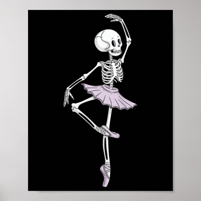Kids Funny Skeleton Dancing Ballet Lovers Spooky H Poster (Front)