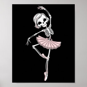 Kids Funny Skeleton Dancing Ballet Lovers Spooky H Poster