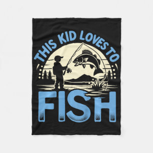 Kids Funny This Kid Loves To Fish Fishing Fleece Blanket