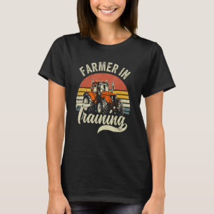 Kids Funny Tractor Boy Farmer In Training Vintage T-Shirt
