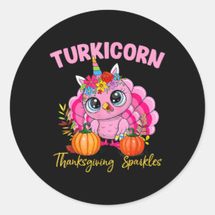 Kids Funny Turkicorn Unicorn Turkey Funny Thanksgi Classic Round Sticker
