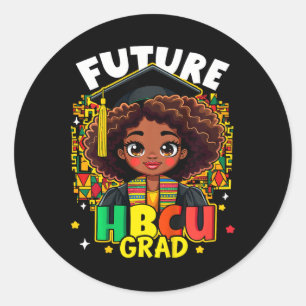 Kids Future Hbcu Grad Black Girl Kids Afro Black H Classic Round Sticker