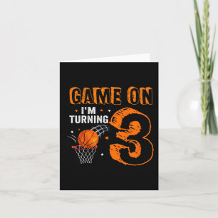 Kids Game On I'm Turning 3 Basketball 3rd Birthday Card
