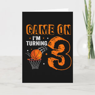 Kids Game On I'm Turning 3 Bysketbyll 3rd Birthday Card