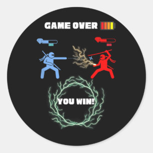 Kids Game Over Video Game Ttle Classic Round Sticker