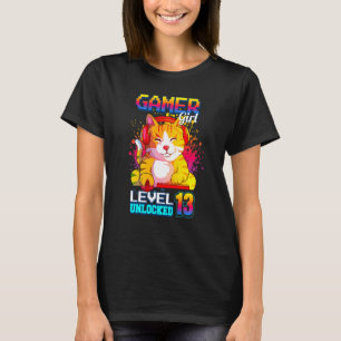 Kids gamer girl level 13 unlocked 13th birthday g T-Shirt