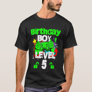 Kids Gamer Happy 5th Birthday Boy Level 5 Unlocked T-Shirt