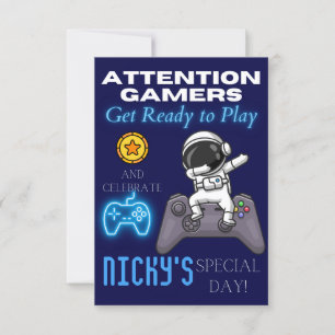 Kids Gamer Themed Gaming Birthday Invitations