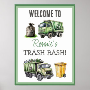 Kids Garbage Themed Birthday Party Welcome Poster