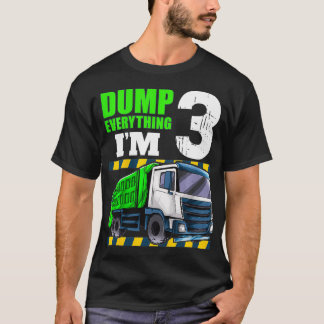 Kids Garbage Truck 3rd Birthday Boy 3 Year Old Thr T-Shirt