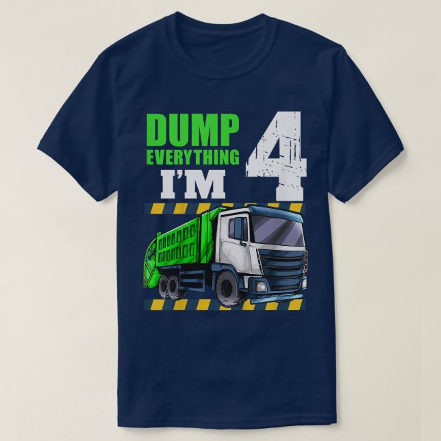 Kids Garbage Truck 4th Birthday Boy 4 Year Old Fou T-Shirt (Design Front)
