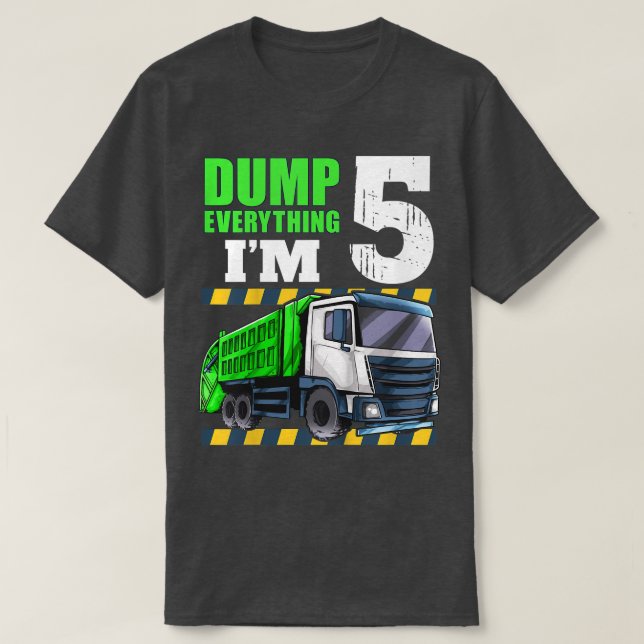 Kids Garbage Truck 5th Birthday Boy 5 Year Old Fiv T-Shirt (Design Front)