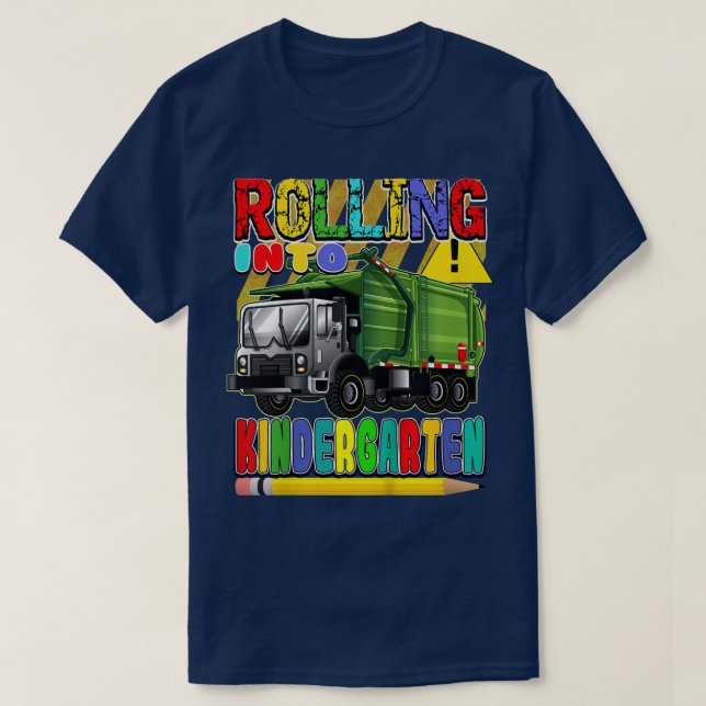 Kids Garbage Truck, Back to School - Rolling Into  T-Shirt (Design Front)