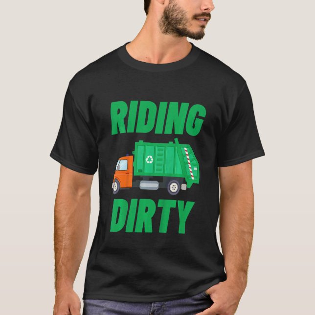 Kids Garbage Truck Garbage Day  Toddler Riding Dir T-Shirt (Front)