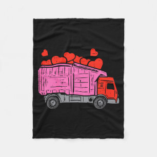 Kids Garbage Truck Hearts Toddler Boys Valentines Fleece Blanket