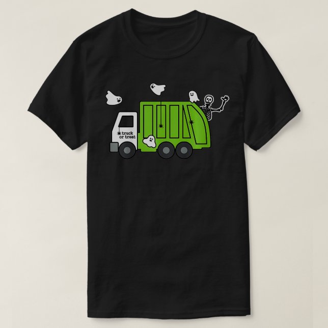 Kids Garbage Truck or Treat Toddler Boy Halloween  T-Shirt (Design Front)