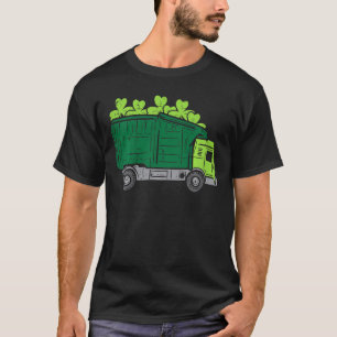 Kids Garbage Truck Shamrock St Patricks Day Boys K T-Shirt