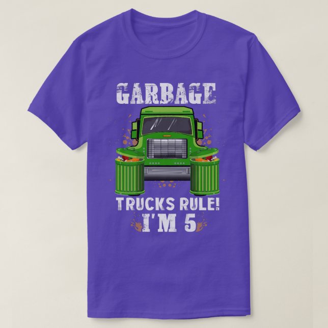 Kids Garbage Trucks Rule I'm 5 Years Old Garbage T T-Shirt (Design Front)