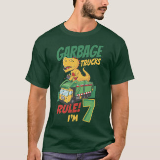 Kids Garbage Trucks Rule I'm 7 Years Old Garbage T T-Shirt